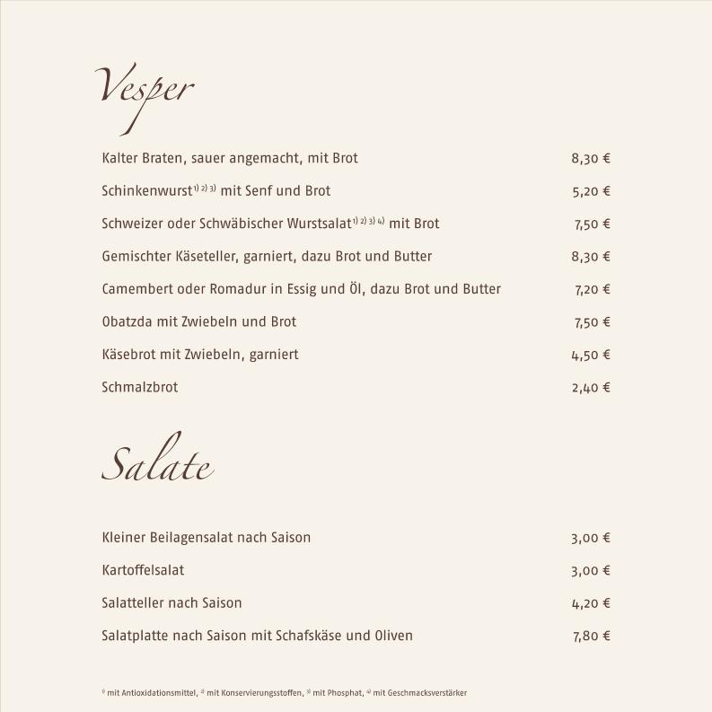 Vesper und Salate